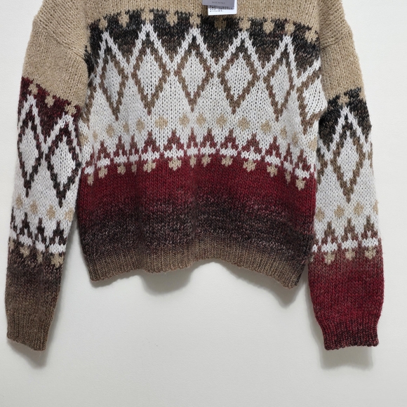 NWT Elsamanda Sweater Sz L Alpaca Wool Blend Boucle Aztec Fairisle Made in Italy - Picture 5 of 14